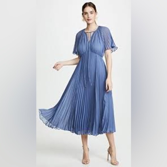 Jill Stuart Wedgwood Esme Pleated Chiffon Midi Dress - Picture 1 of 16